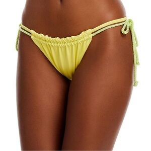 Baobab Lula Yellow Metallic Side Tie Swim Bikini Bottom Medium M NWT